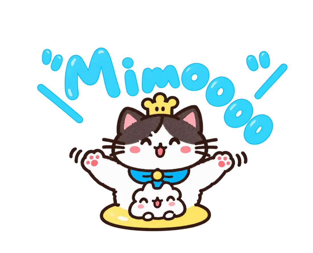 Mimoooo — mèo Mimo đội vương miện và đeo khăn xanh